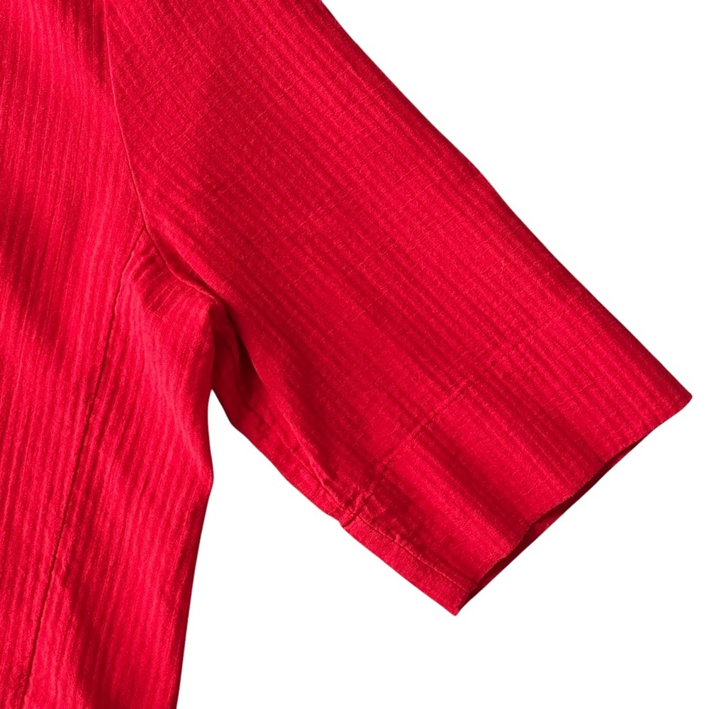 J. Crew 2025 Airy Gauze Button Up Shirt in Red Oversized Size XS - Picture 4 of 8